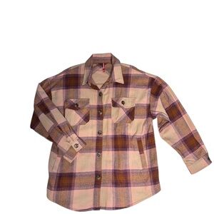 Women's Shirt Jacket in Cream and Pink Size XL